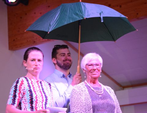 17. mai-festen 2018: Pastor Maria Morfjord talte. Torhild Ellingsen og Tobias Mersland bidro.